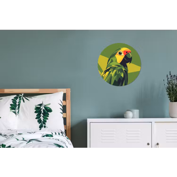 Wandcirkel - Aluminium - Papegaai - Groen - Snavel - Abstract — 4
