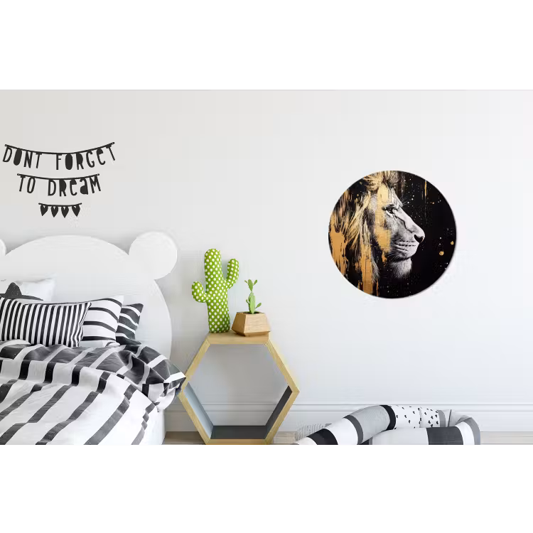 Wandcirkel - Aluminium - Portret - Leeuw - Abstract - Goud — 5