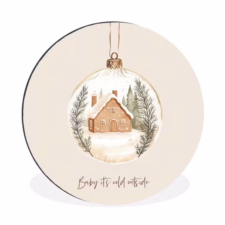 Wandcirkel - Aluminium - Quote - Winter - Kerst - Beige - Kerstbal — 1