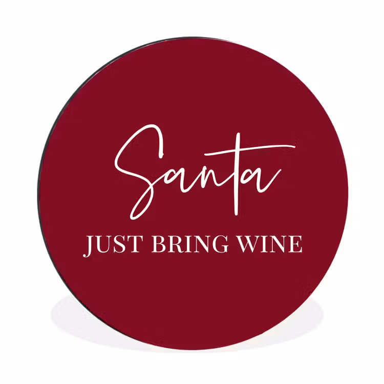 Wandcirkel - Aluminium - Santa - Wine - Rood - Kerst - Kerstman — 1