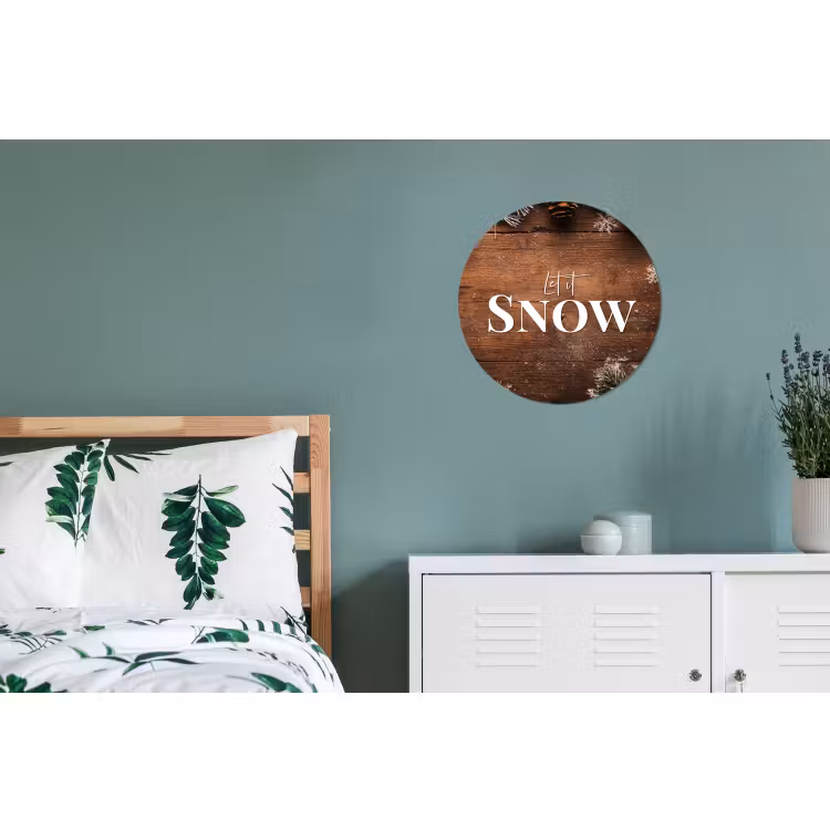 Wandcirkel - Aluminium - Sneeuw - Houtlook - Quote - Let it snow — 4
