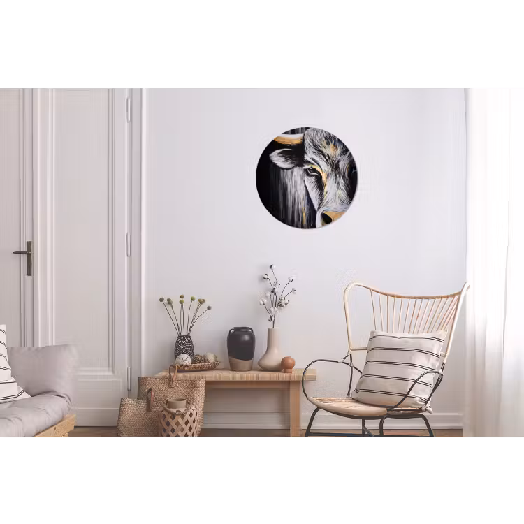 Wandcirkel - Aluminium - Stier - Hoorns - Snuit - Goud — 2