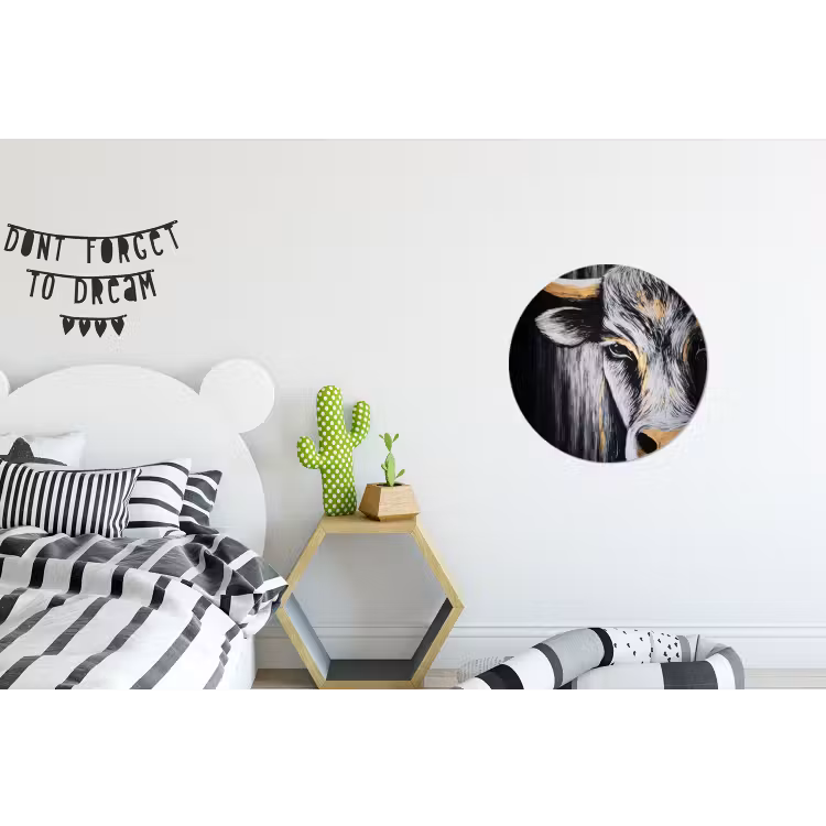 Wandcirkel - Aluminium - Stier - Hoorns - Snuit - Goud — 5