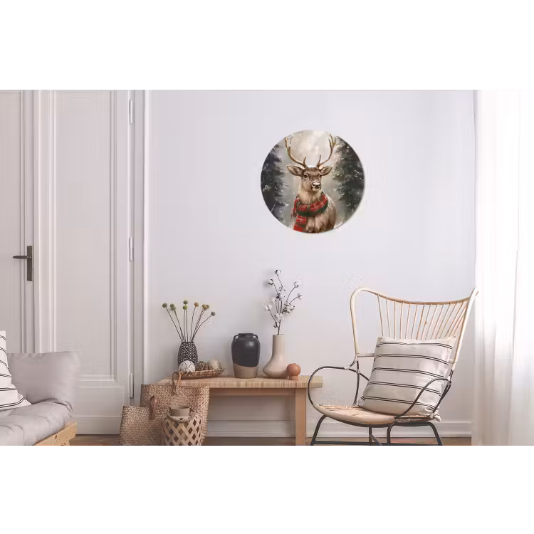 Wandcirkel - Aluminium - Winter - Bos - Rendier - Donker — 2