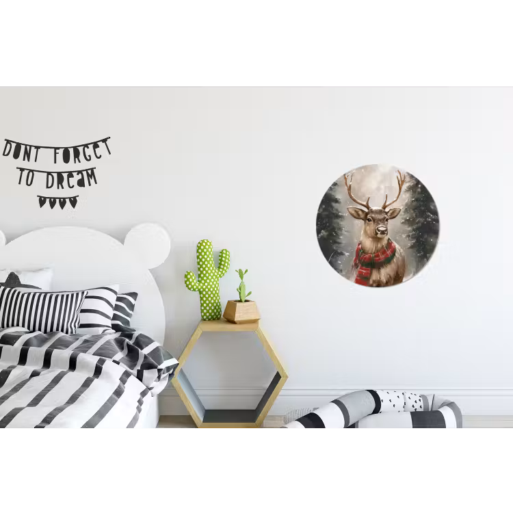 Wandcirkel - Aluminium - Winter - Bos - Rendier - Donker — 5