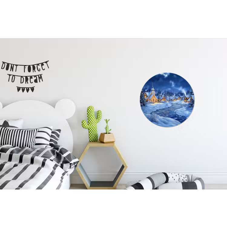 Wandcirkel - Aluminium - Winteravond - Kerstdorp - Donker — 5