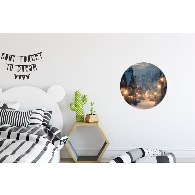 Wandcirkel - Aluminium - Winterdorp - Sneeuw - Donker — 5