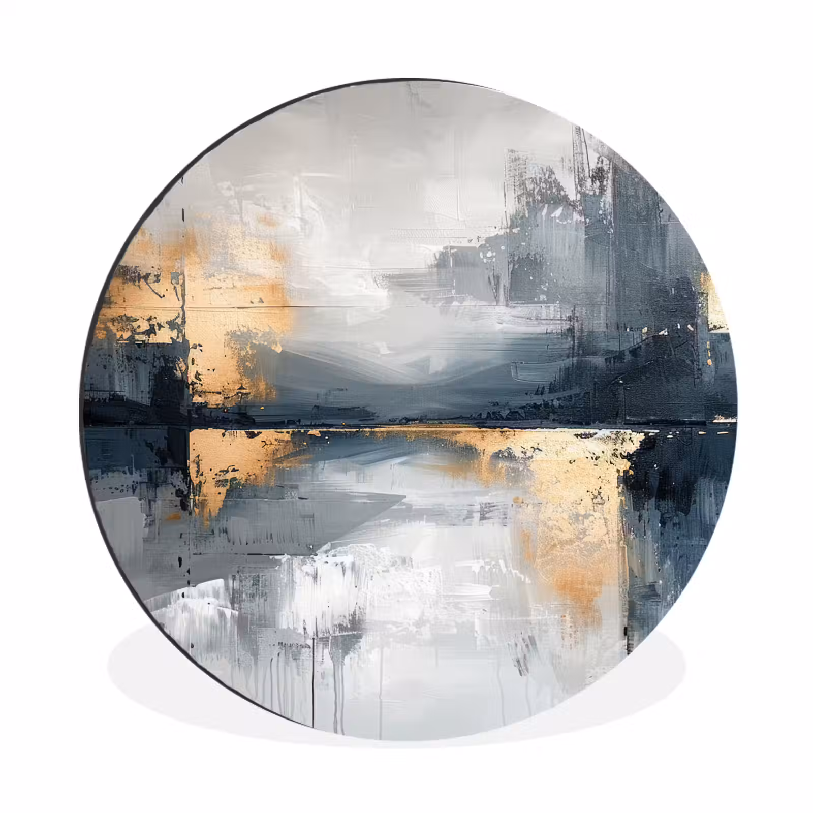 Wandcirkel - Aluminium - Kunst - Grijs - Goud - Abstract — 1