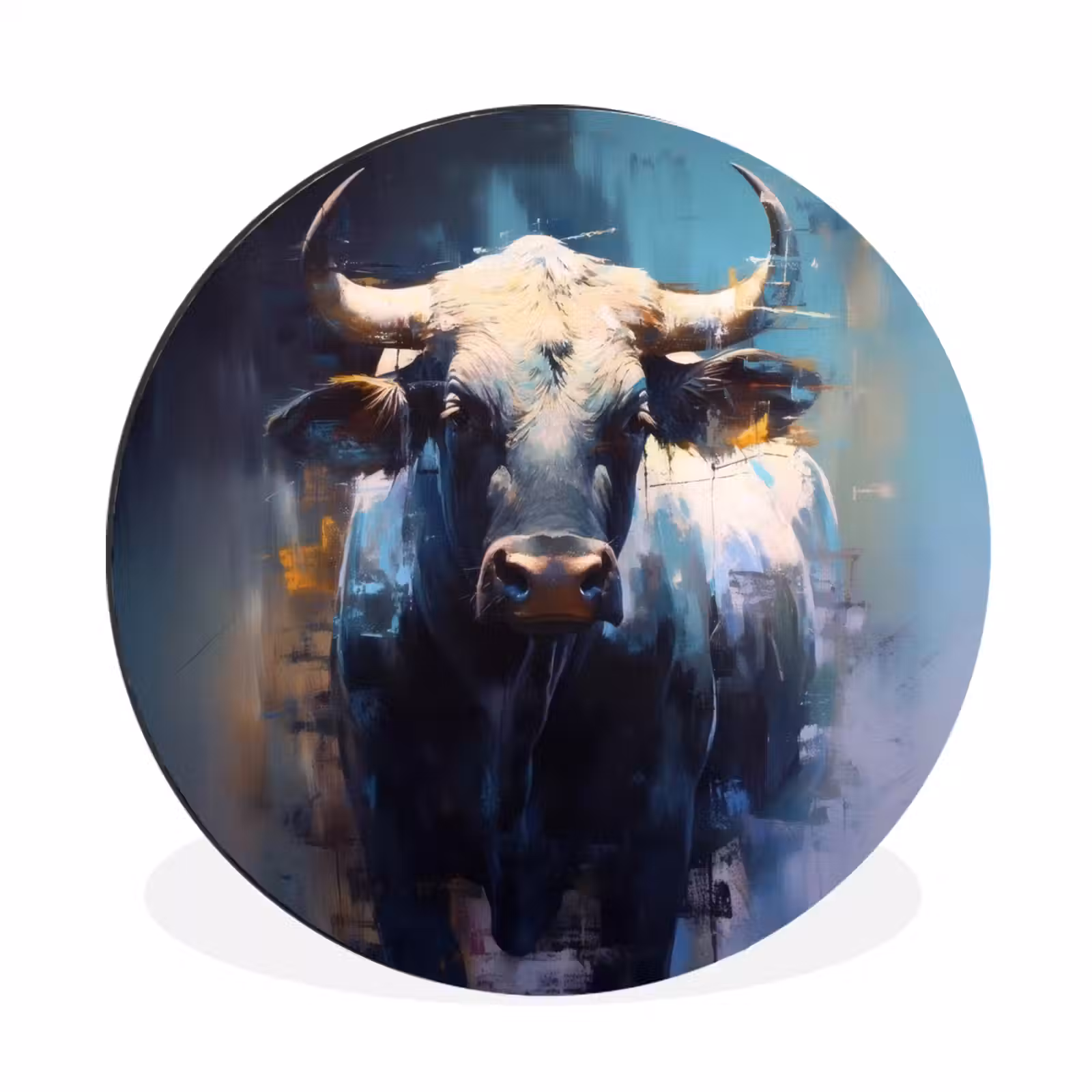 Wandcirkel - Aluminium - Stier - Zwart - Abstract - Horens — 1