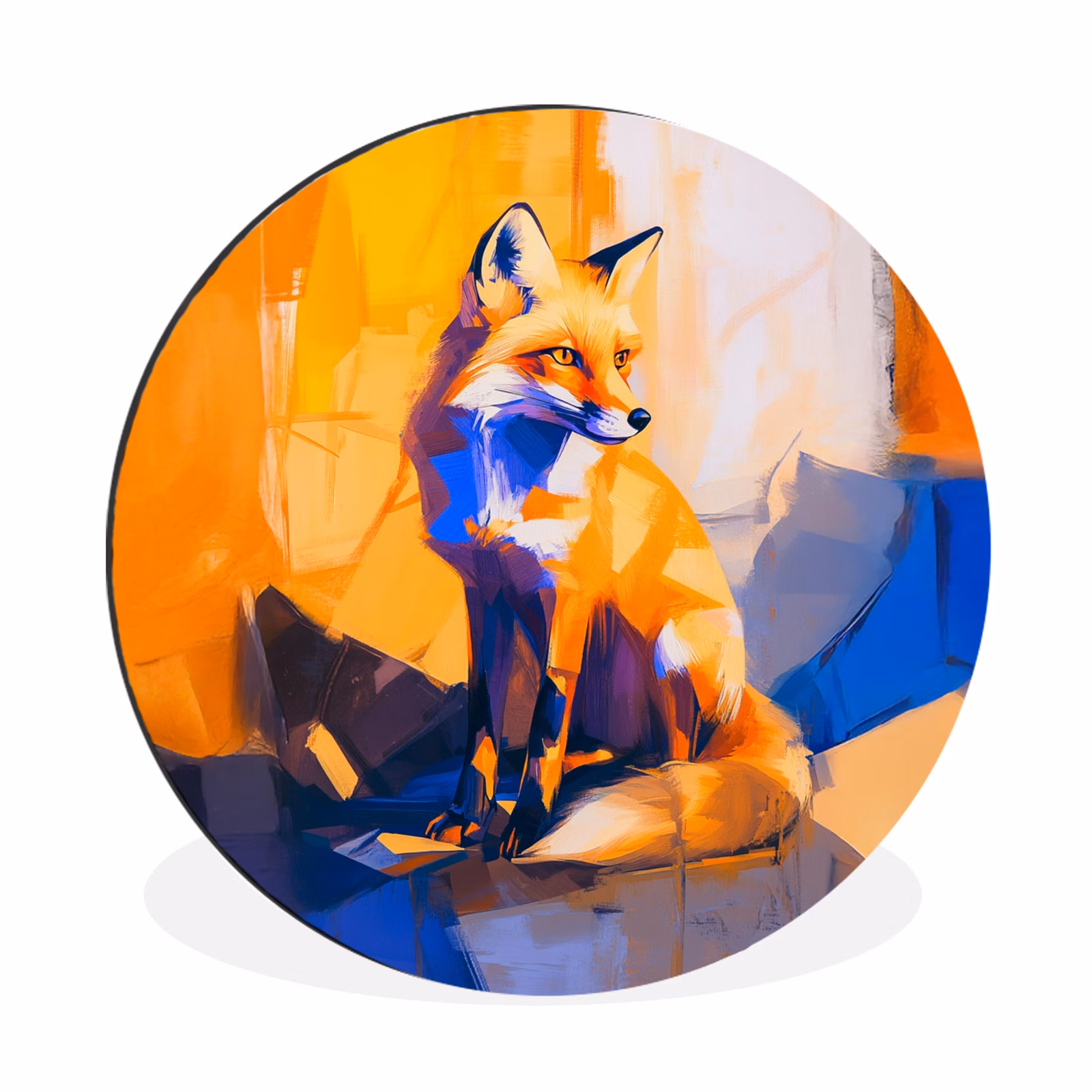 Wandcirkel - Aluminium - Vos - Oranje - Vormen - Abstract — 1