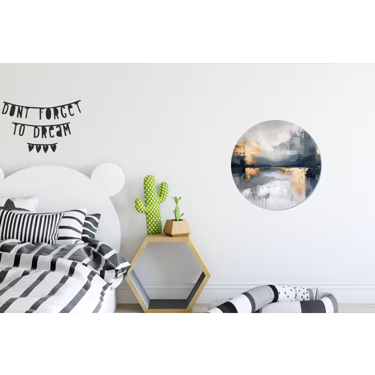 Wandcirkel - Aluminium - Kunst - Grijs - Goud - Abstract — 5