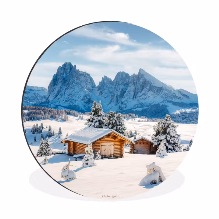 Wandcirkel - Aluminium - Landschap - Winter - Sneeuw — 1