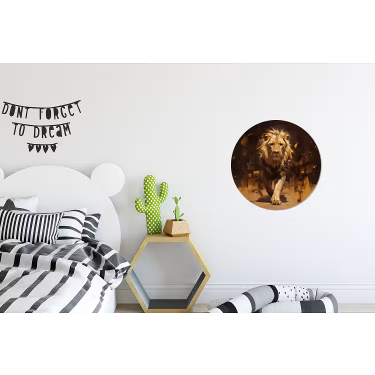 Wandcirkel - Aluminium - Leeuw - Geschilderd - Abstract - Goud — 5