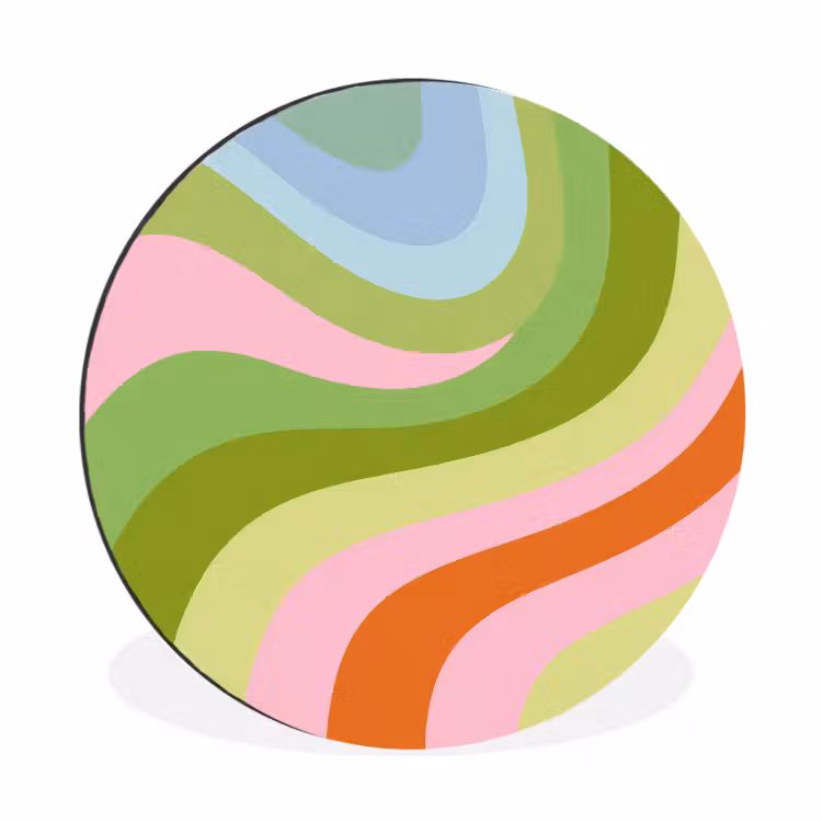 Wandcirkel - Aluminium - Lijnen - Pasteltinten - Golvend — 1