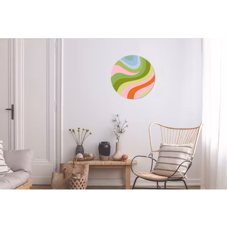 Wandcirkel - Aluminium - Lijnen - Pasteltinten - Golvend — 2