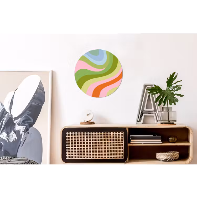 Wandcirkel - Aluminium - Lijnen - Pasteltinten - Golvend — 3
