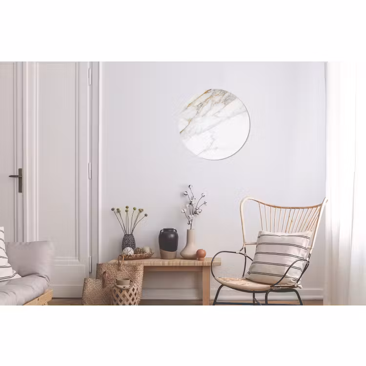 Wandcirkel - Aluminium - Marmer - Steen - Wit - Goud - Marmerlook - Steen - Luxe — 2