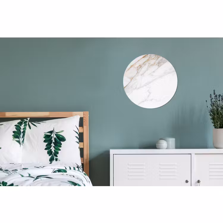 Wandcirkel - Aluminium - Marmer - Steen - Wit - Goud - Marmerlook - Steen - Luxe — 4