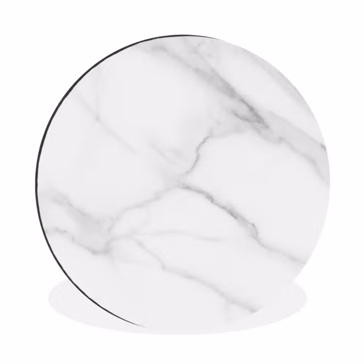 Wandcirkel - Aluminium - Marmer - Structuur - Wit - Grijs - Steen - Marmerlook — 1