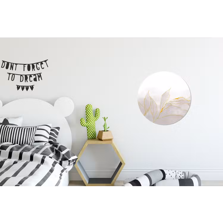 Wandcirkel - Aluminium - Marmerlook - Grijs - Goud - Chic - Marmer — 5
