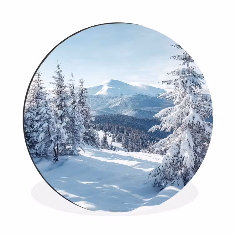 Wandcirkel - Aluminium - Sneeuw - Winter - Landschap - Bergen — 1