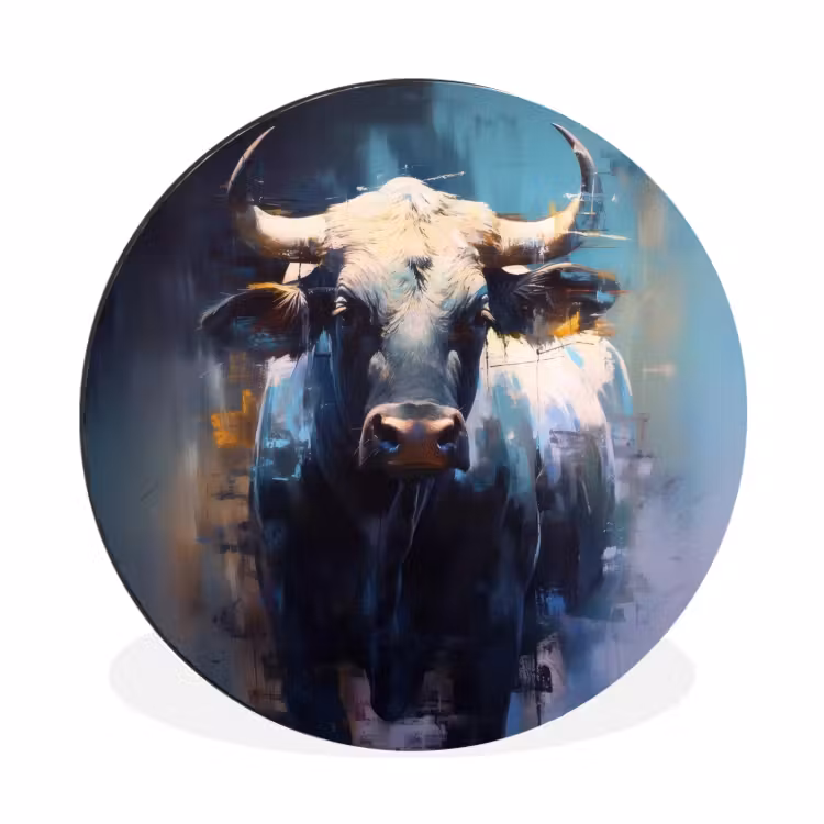 Wandcirkel - Aluminium - Stier - Zwart - Abstract - Horens — 1