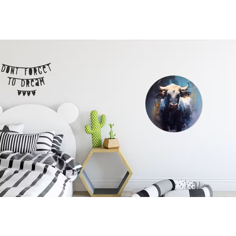 Wandcirkel - Aluminium - Stier - Zwart - Abstract - Horens — 5