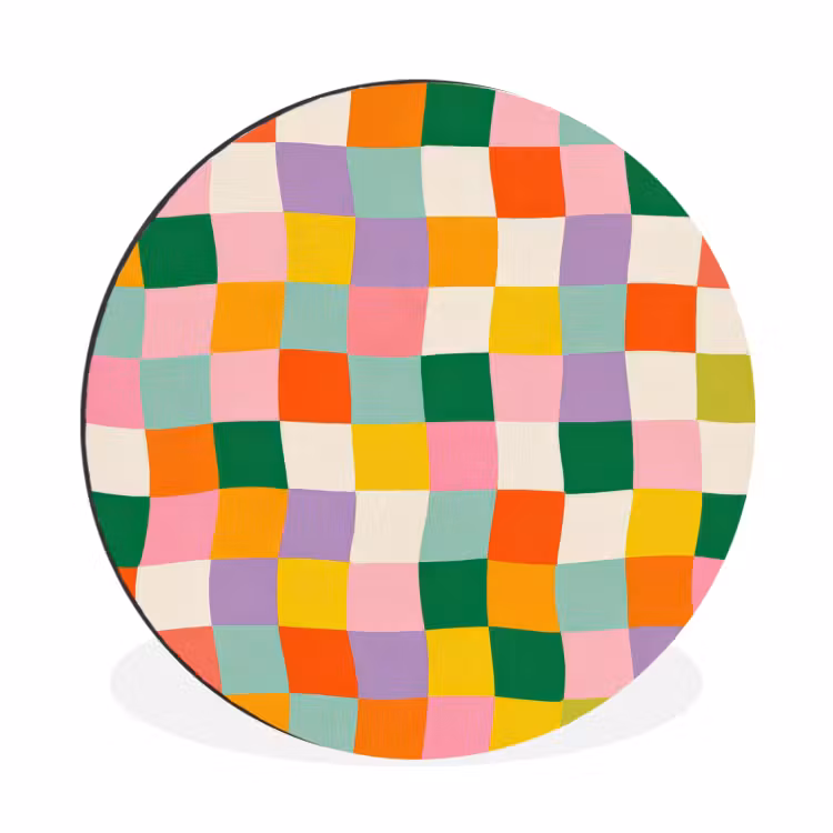Wandcirkel - Aluminium - Vierkanten - Kleurrijk - Golvend — 1