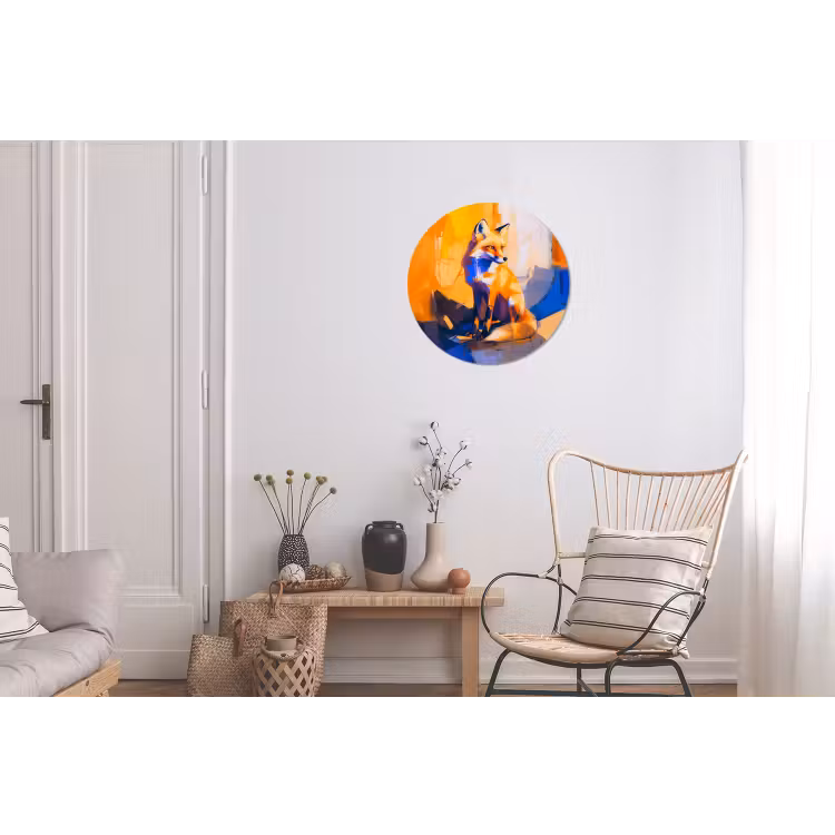 Wandcirkel - Aluminium - Vos - Oranje - Vormen - Abstract — 2