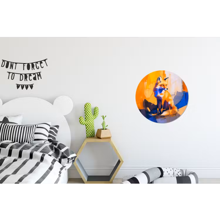 Wandcirkel - Aluminium - Vos - Oranje - Vormen - Abstract — 5