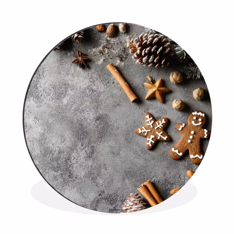 Wandcirkel - Aluminium - Winter - Kerst - Beton - Dennenappels — 1