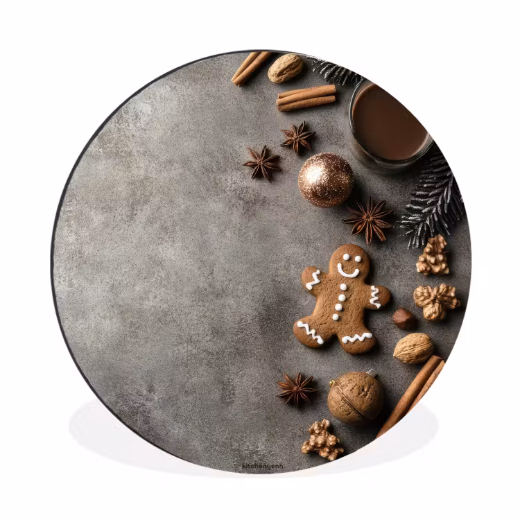 Wandcirkel - Aluminium - Winter - Kerst - Beton - Gingerbread man — 1