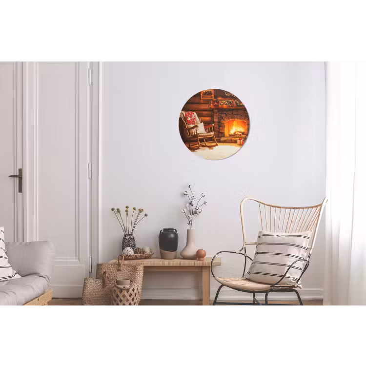 Wandcirkel - Aluminium - Winter - Kerst - Huis - Openhaard — 2