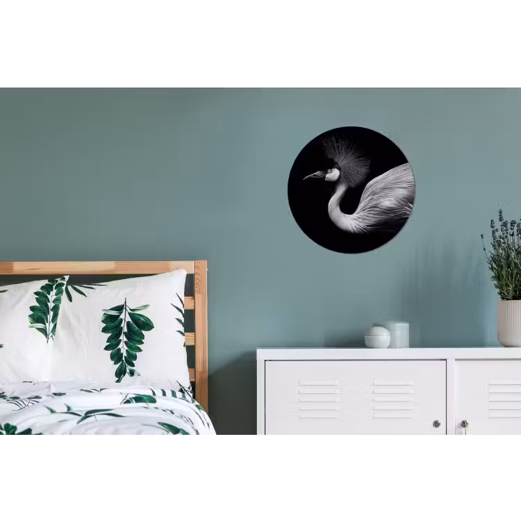 Wandcirkel - Aluminium - Kraanvogel - Zwart - Wit - Vogel - Dieren — 4