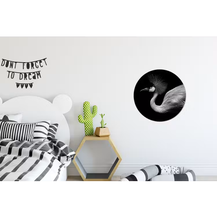 Wandcirkel - Aluminium - Kraanvogel - Zwart - Wit - Vogel - Dieren — 5
