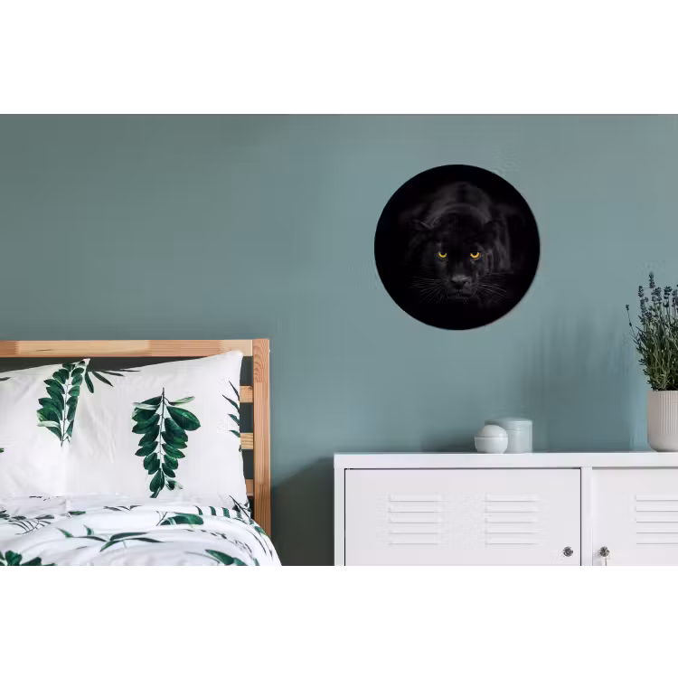 Wandcirkel - Aluminium - Panter - Dieren - Zwart - Ogen — 4