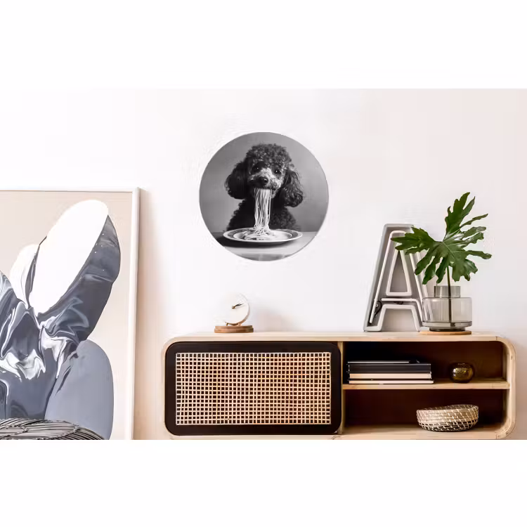 Wandcirkel - Aluminium - Poedel - Hond - Zwart - Wit - Schattig - Pasta — 3
