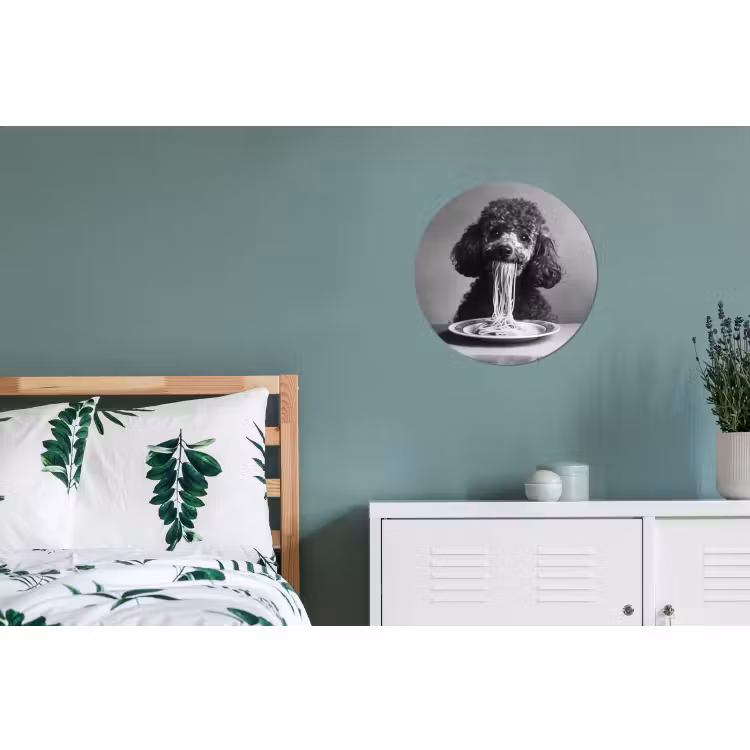 Wandcirkel - Aluminium - Poedel - Hond - Zwart - Wit - Schattig - Pasta — 4