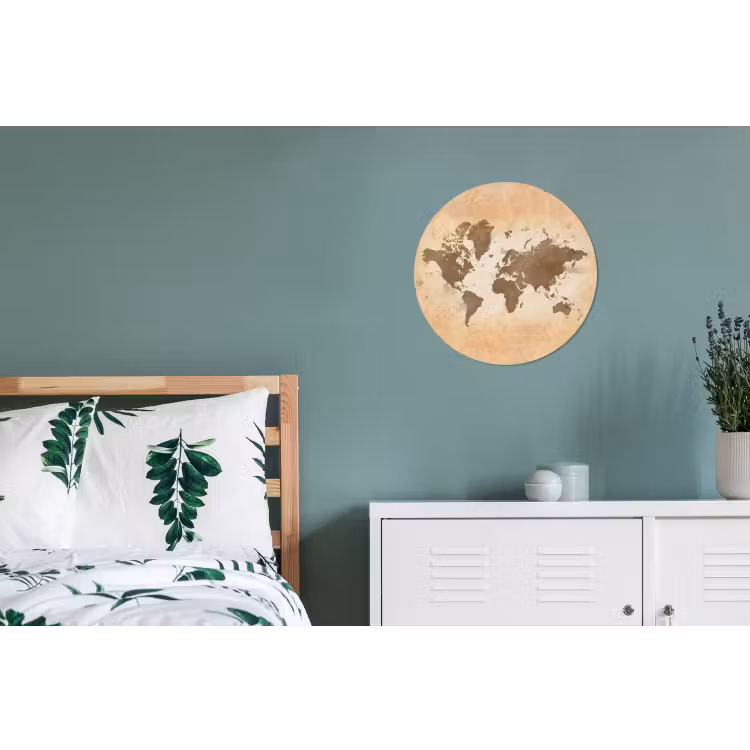 Wandcirkel - Aluminium - Wereldkaart - Beige - Bruin — 4