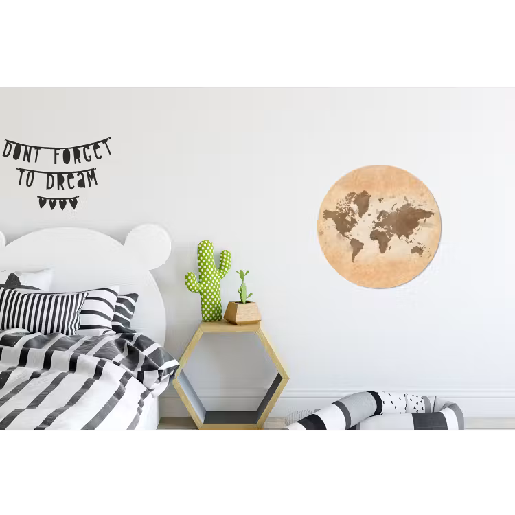 Wandcirkel - Aluminium - Wereldkaart - Beige - Bruin — 5