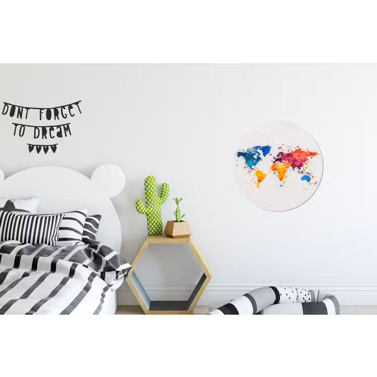 Wandcirkel - Aluminium - Wereldkaart - Graffiti - Kleurrijk — 5