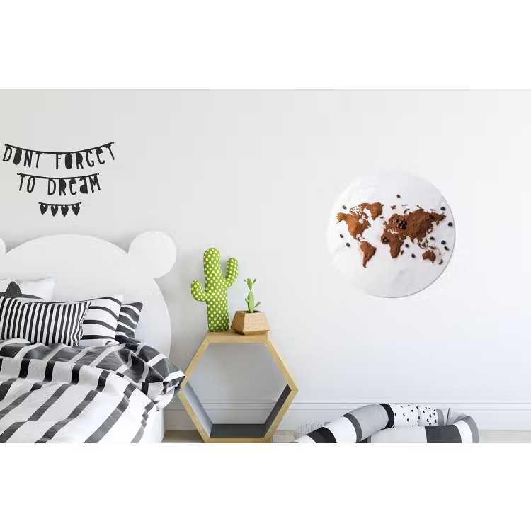 Wandcirkel - Aluminium - Wereldkaart - Koffie - Marmer — 5