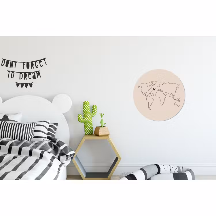 Wandcirkel - Aluminium - Wereldkaart - Simpel - Vliegtuig — 5