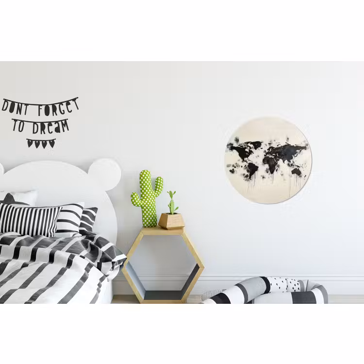 Wandcirkel - Aluminium - Wereldkaart - Zwart - Inkt — 5