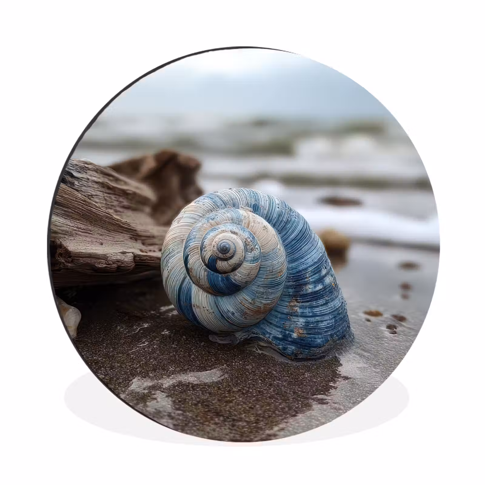 Wandcirkel - Aluminium - Schelp - Strand - Blauw - Zee — 1