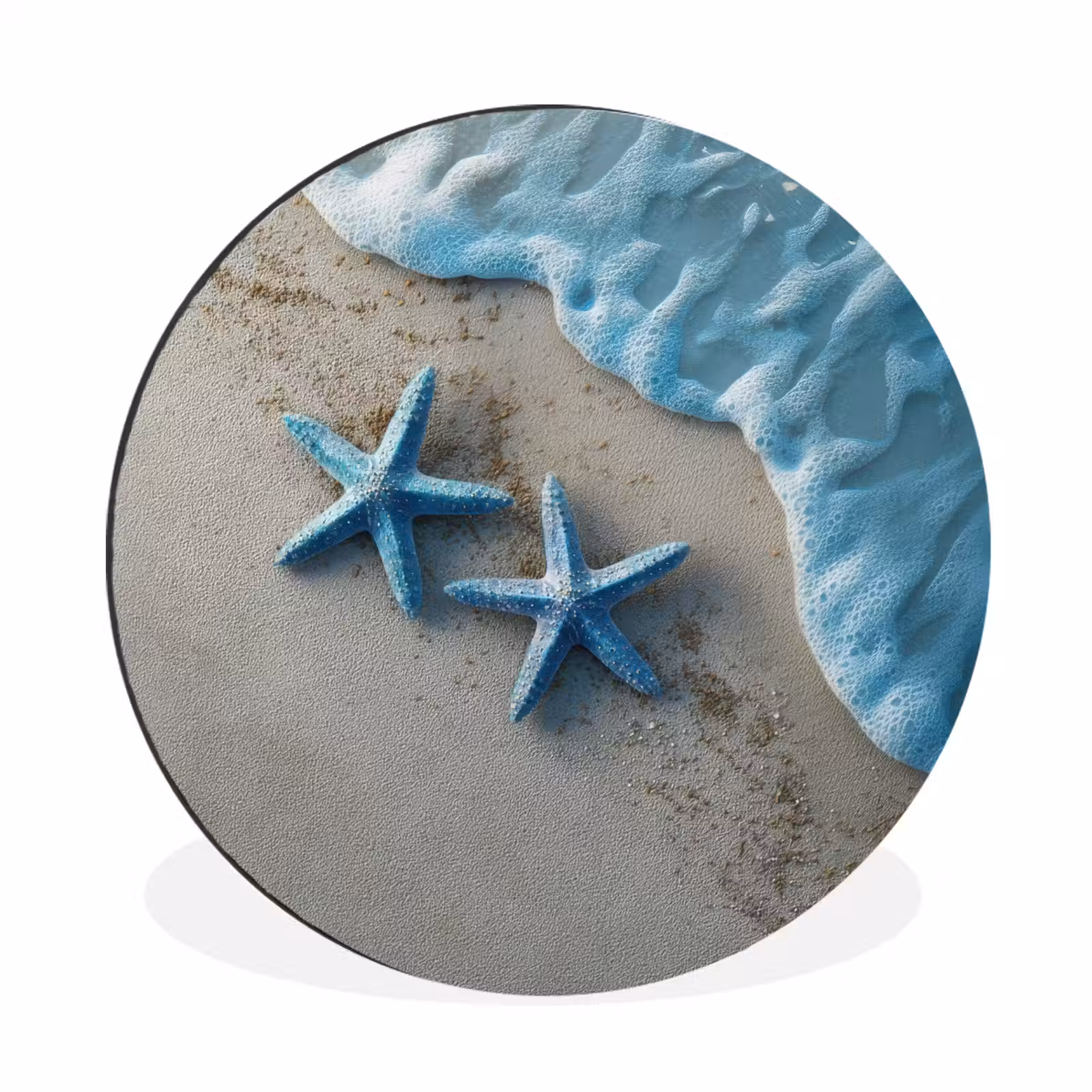 Wandcirkel - Aluminium - Zeesterren - Zand - Zee - Blauw — 1