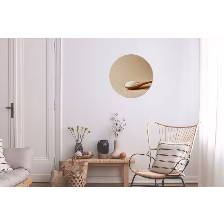 Wandcirkel - Aluminium - Lepel - Rijst - Hout - Beige — 2