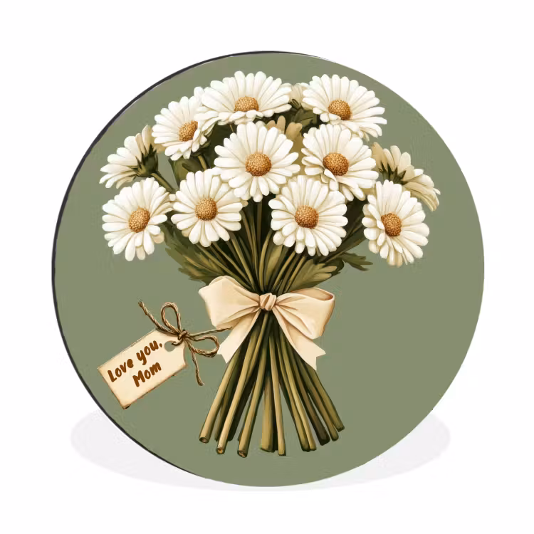 Wandcirkel - Aluminium - Lint - Boeket - Groen - Quote — 1