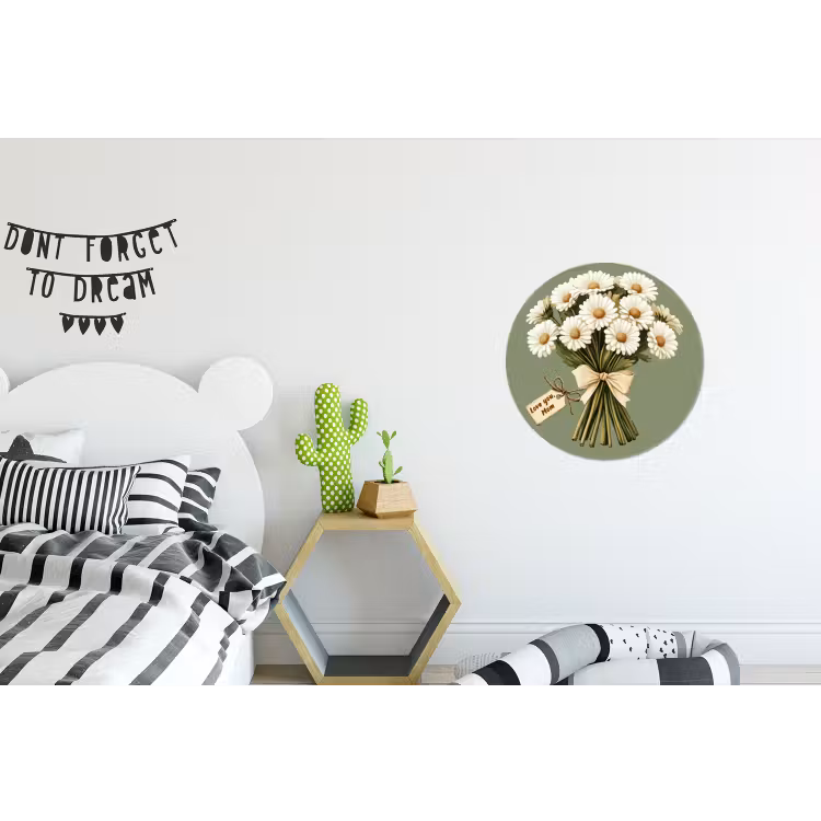 Wandcirkel - Aluminium - Lint - Boeket - Groen - Quote — 5