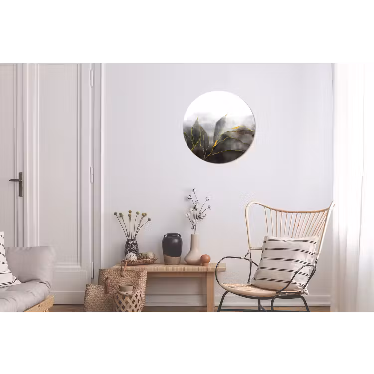 Wandcirkel - Aluminium - Marmer - Zwart - Goud - Luxe - Marmerlook — 2
